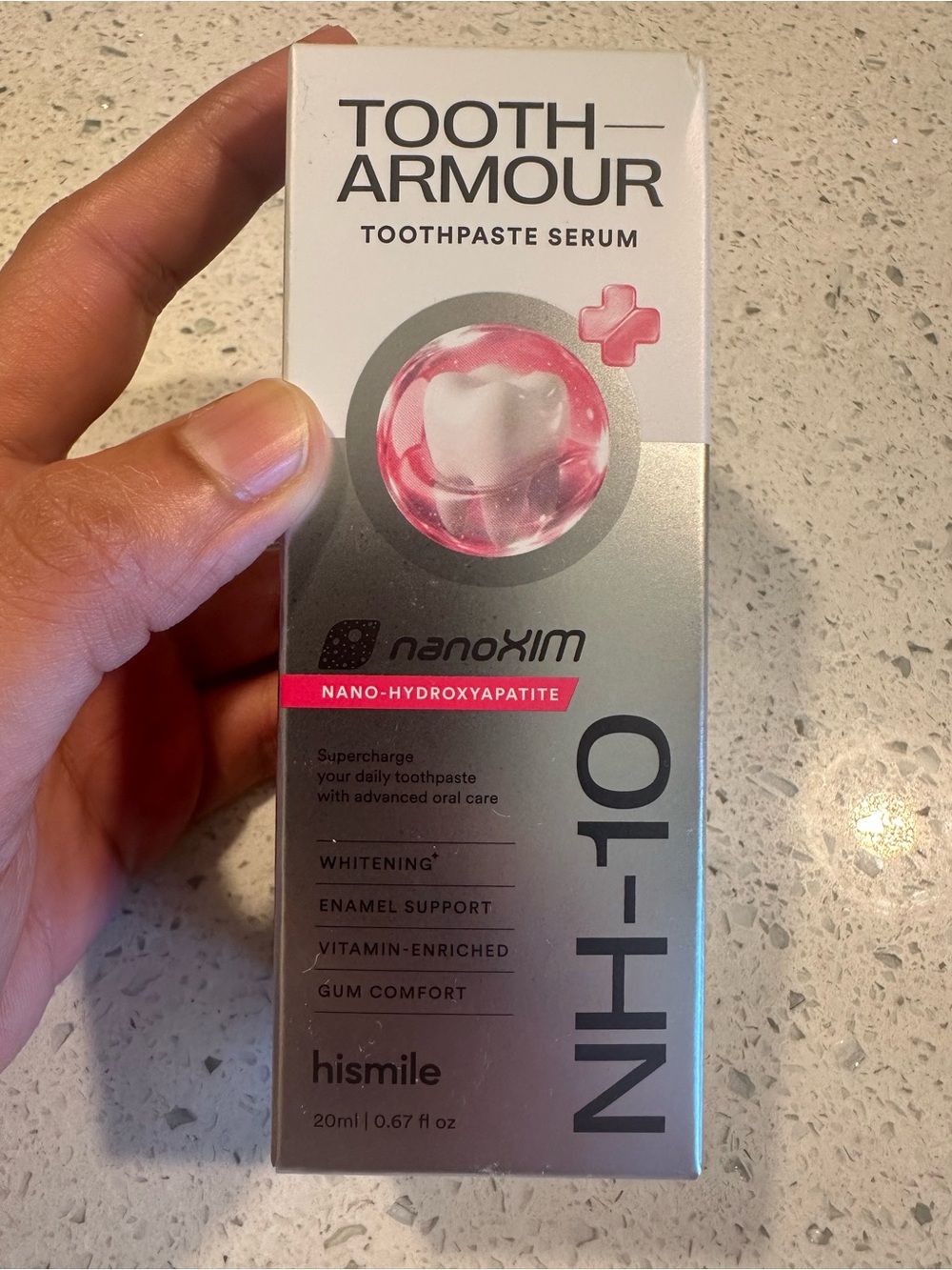Nano Toothcare Serum Packaging - Pink & Silver